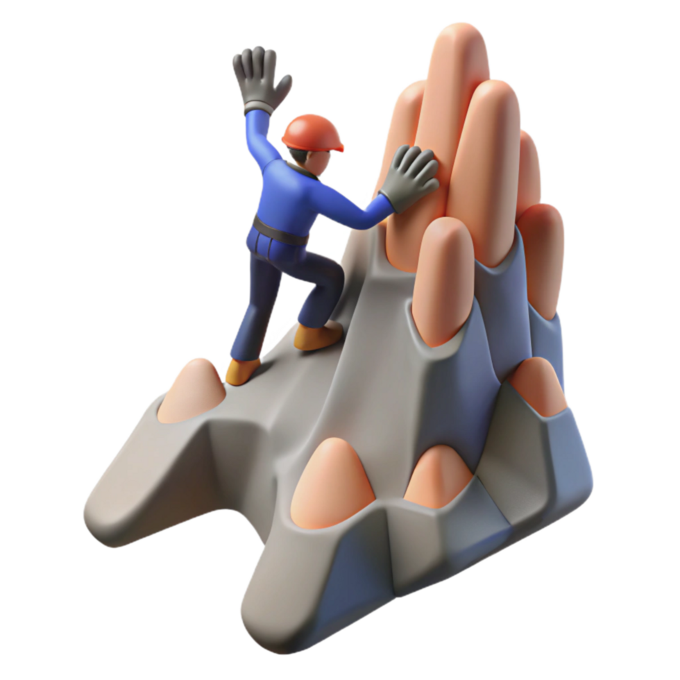 Climber Ascending Abstract Mountain Peak png