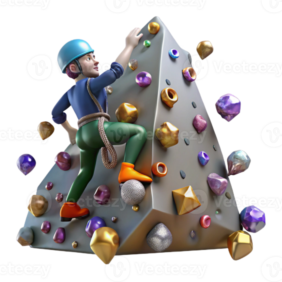 Climber Ascending Colorful Climbing Wall png