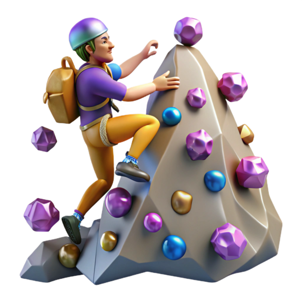 Climber Ascending Gemstone Mountain png