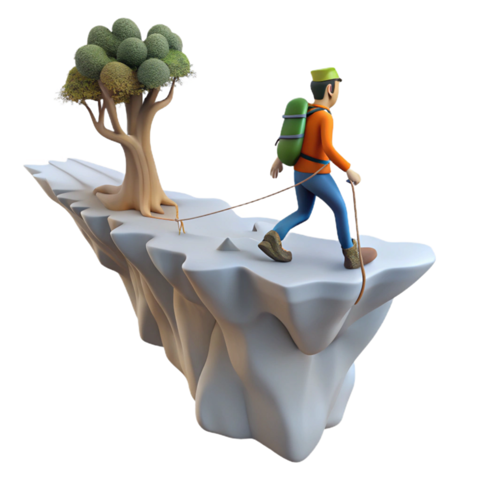Climber s Perilous Journey A 3D Render of a Treacherous Mountain Path png