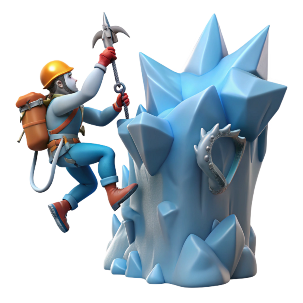 Climber Ascending Icy Peak png