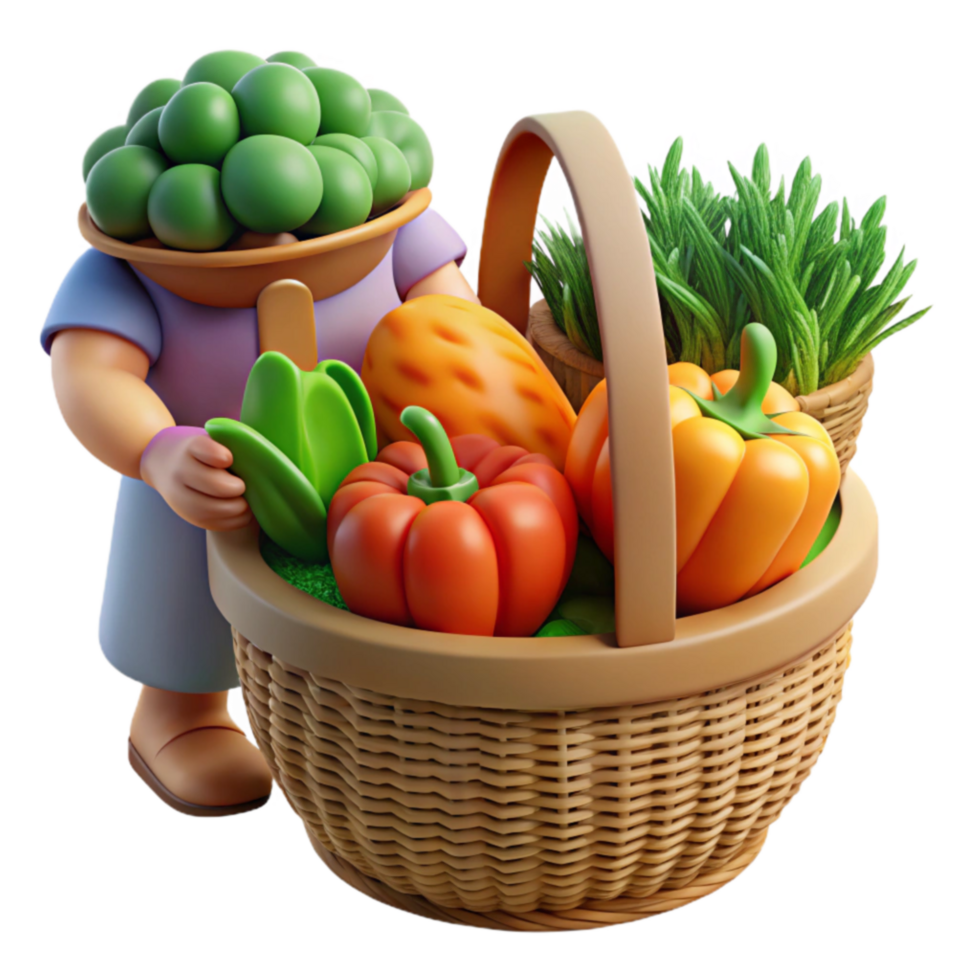 Harvest Basket of Fresh Vegetables png