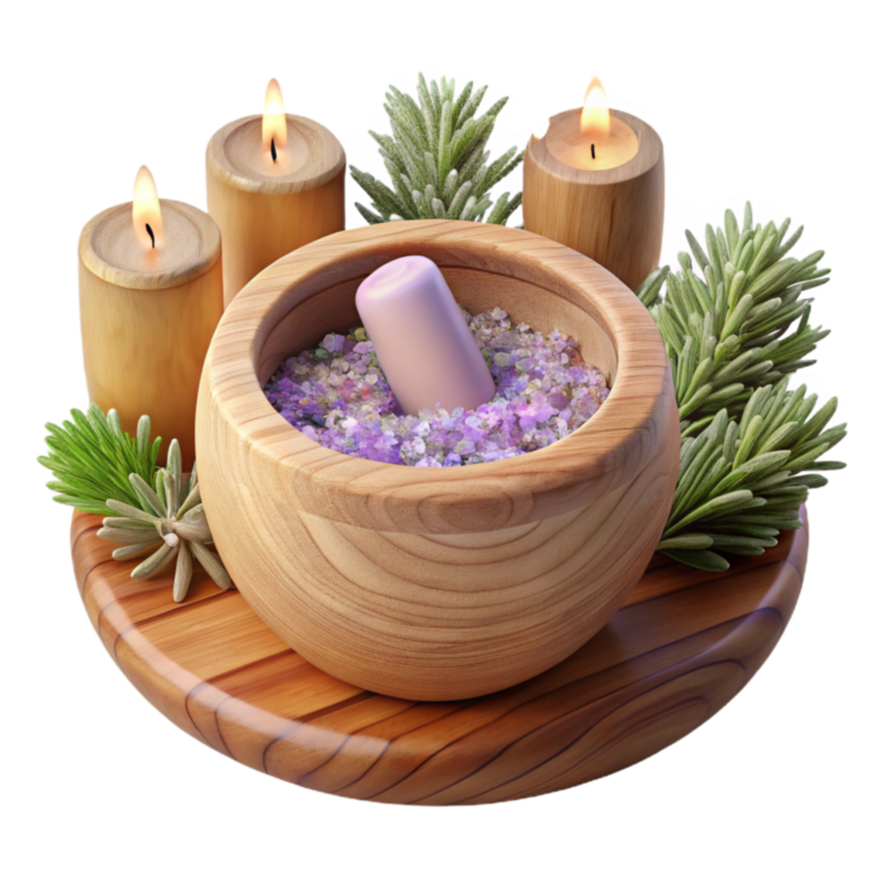 Spa Relaxation Candles, Herbs, and Salt png