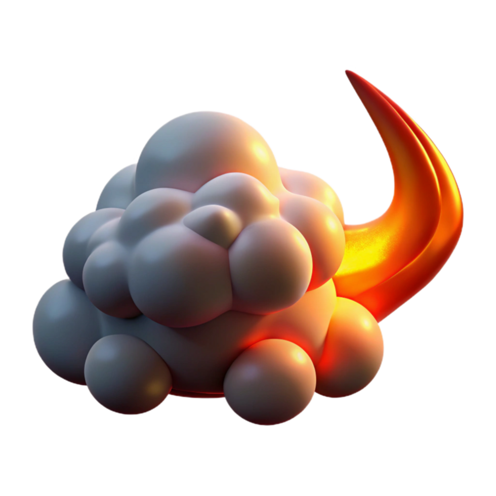 Fiery Cloud Burst 3D Render of Abstract Art png