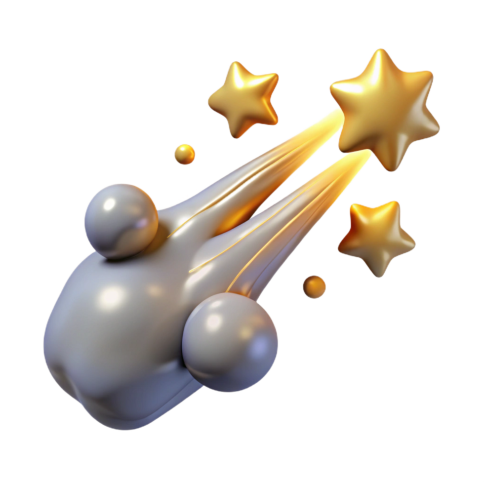 Shooting Stars and Celestial Trail 3D Render png