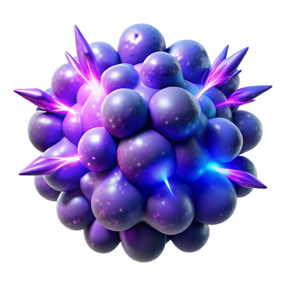 Glowing Purple Cluster, Abstract Energy Orb png