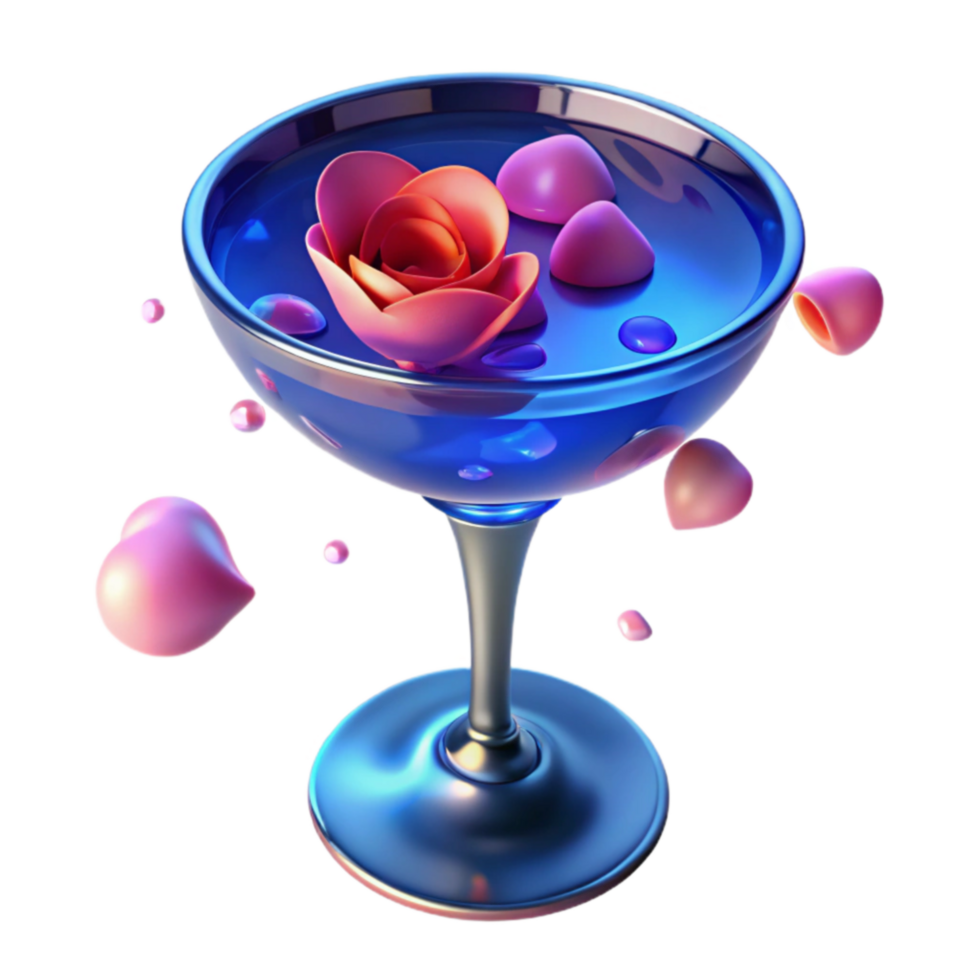 Rose in Blue Cocktail A Vibrant Drink png