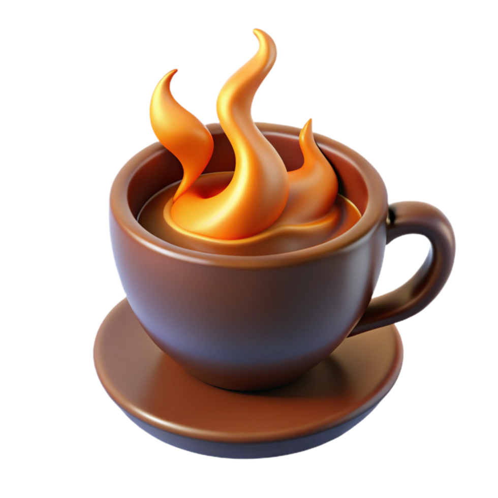 Hot Beverage in Cup with Flame Design png