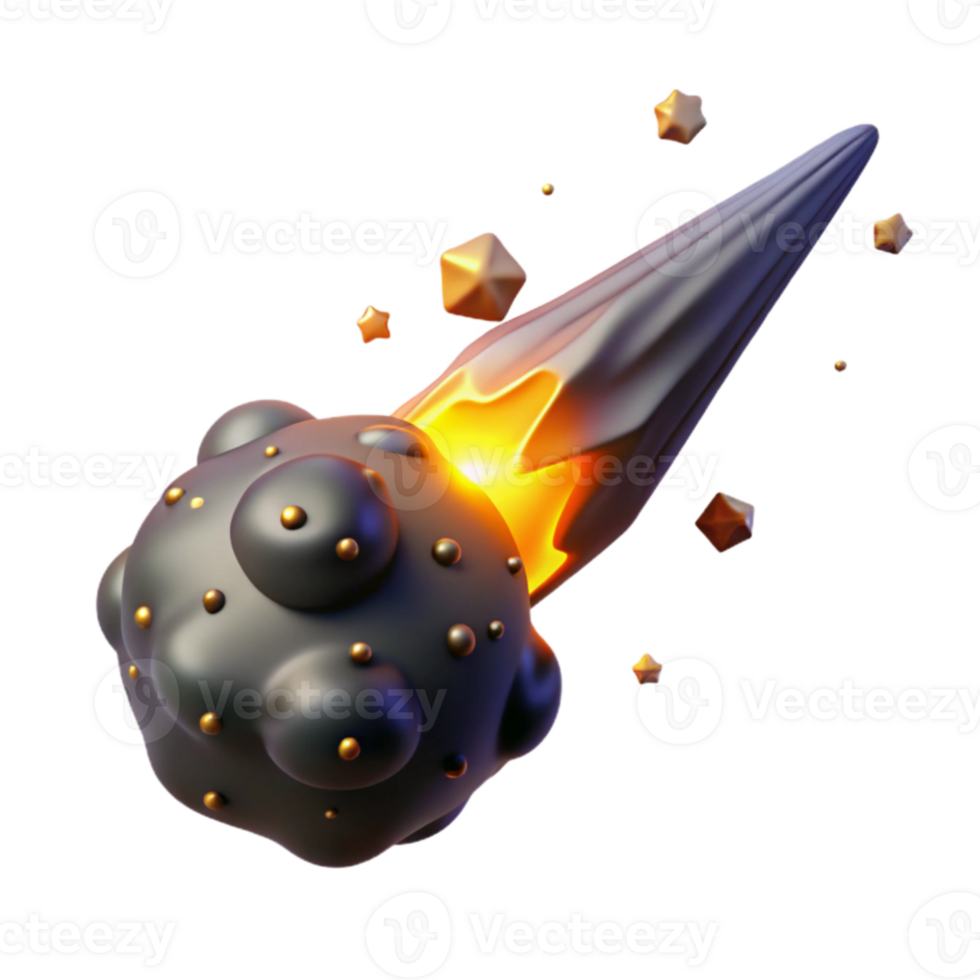 Fiery Comet, Celestial Event, 3D Render png