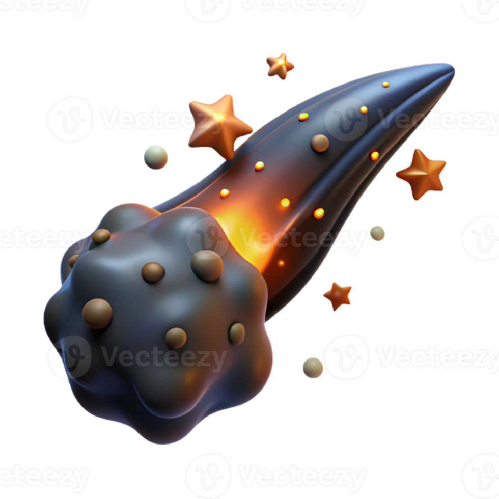 Glowing Comet with Stars, 3D Render png