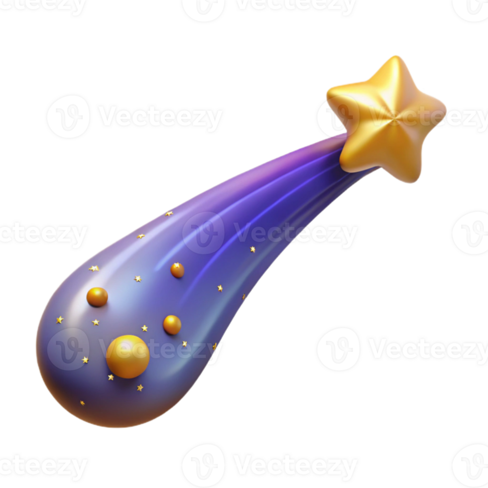 Purple Comet with Golden Star and Celestial Elements png