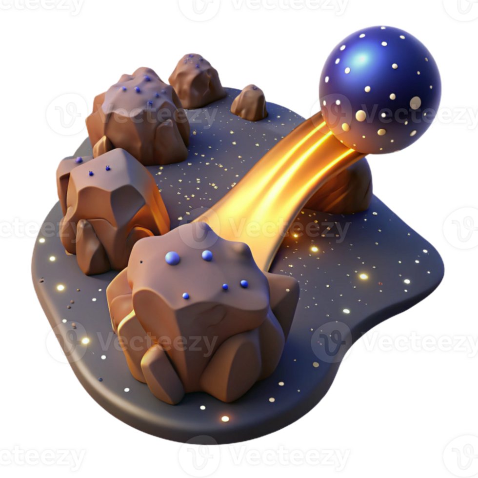 Golden Stream, Celestial Rocks, 3D Render png