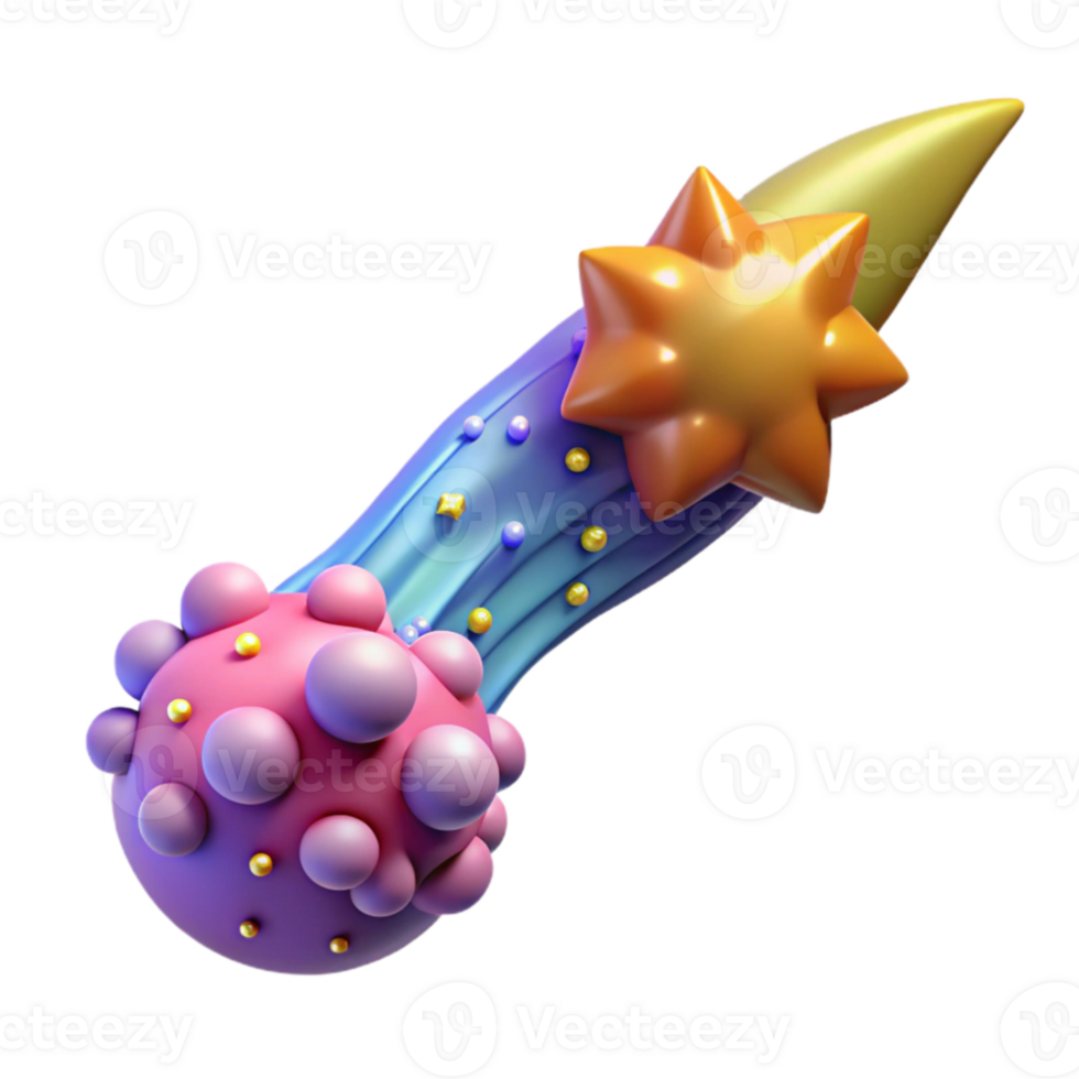Celestial Comet with Bubbly Planet png