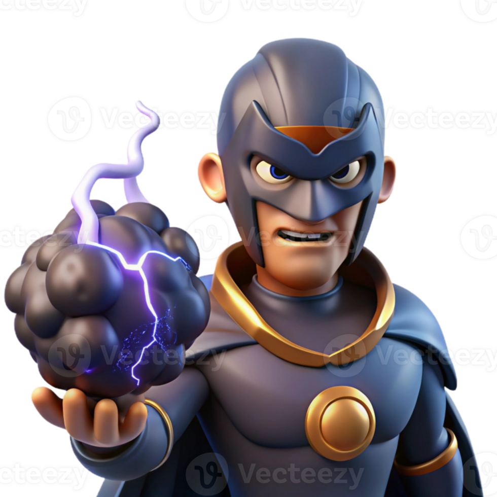 Dark Superhero with Electric Orb png