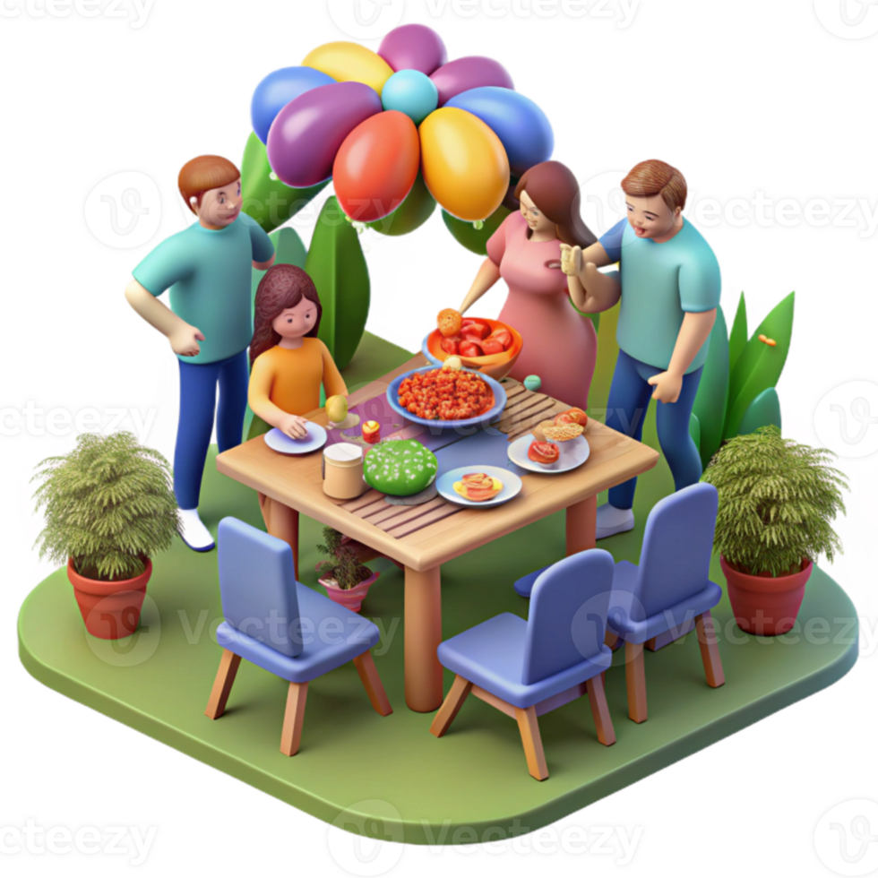 Family Outdoor Meal, Festive Gathering png