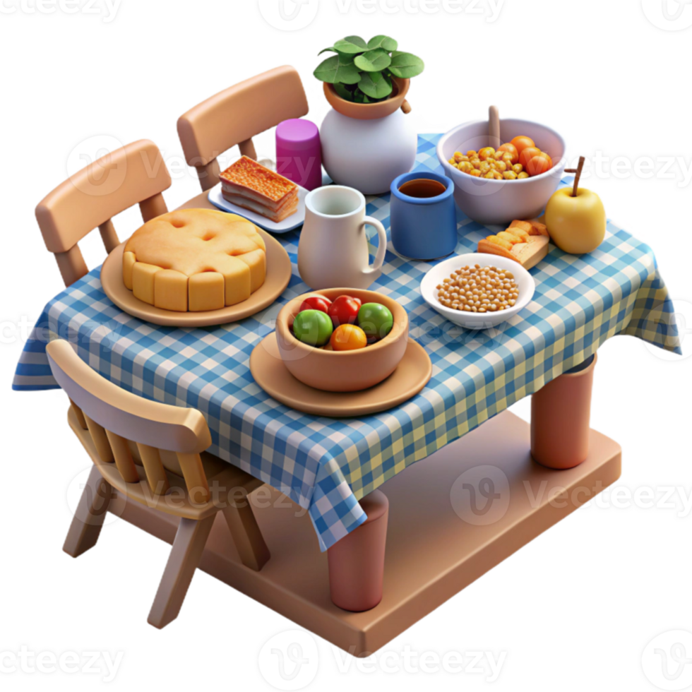 Table Setting with Delicious Food and Drinks png