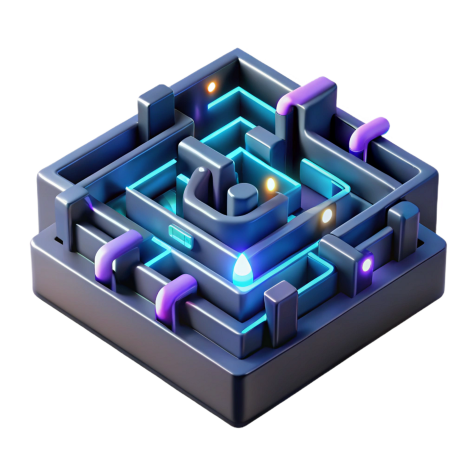 3D Neon Maze Puzzle Navigate the Labyrinth png