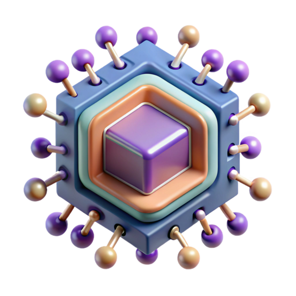 Abstract 3D Cube with Connections Geometric Design png