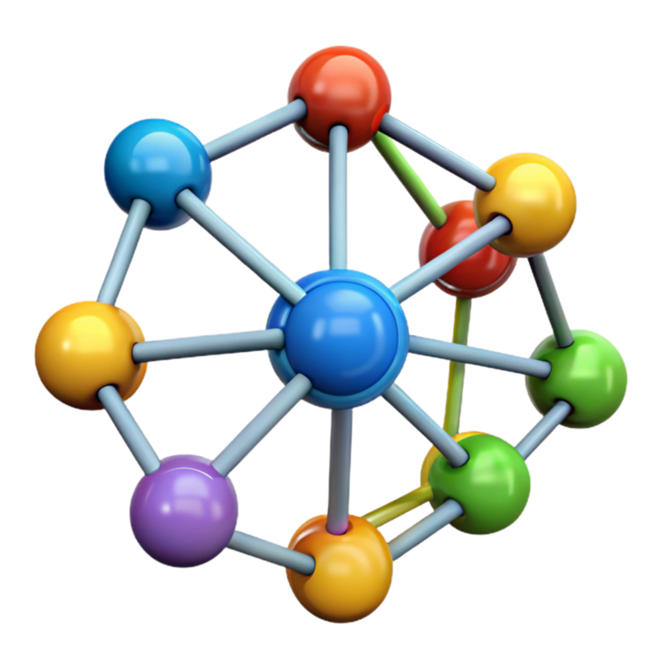 Colorful Molecular Structure Atoms, Bonds, and Connections png