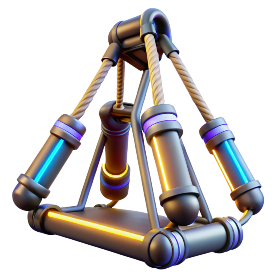 Futuristic Tripod Device with Glowing Tubes png