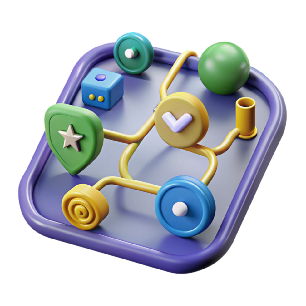 3D App Interface Design Colorful UI Elements Connections png