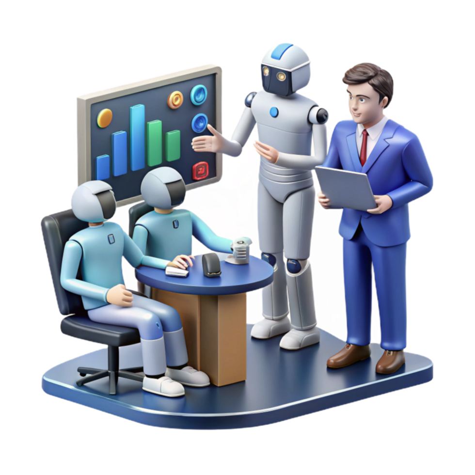 AI Robot Business Meeting Data Analysis Collaboration png