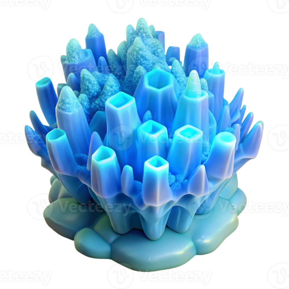 Crystalline Structures 3D Render of Blue Crystal Cluster png