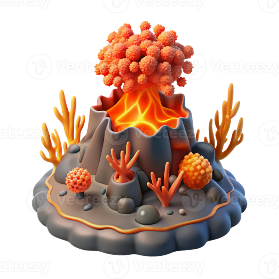 Undersea Volcano with Coral Reef 3D Model png