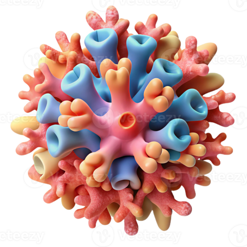 3D Model of Cellular Structure Complex Organelle Visualization png
