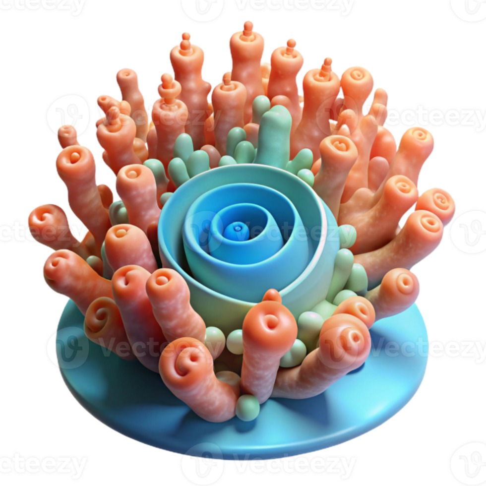 Abstract Coral Reef 3D Render of Colorful Organic Forms png