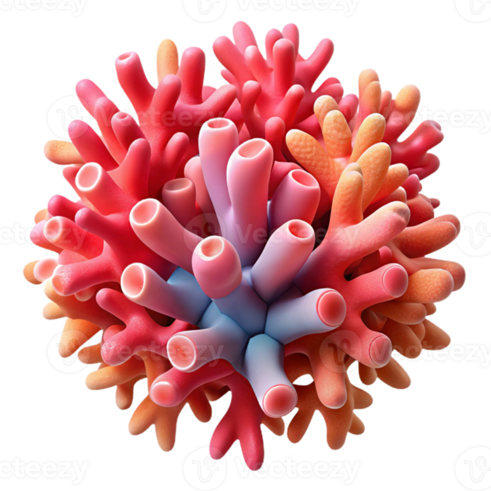 Coral Reef Structure 3D Model of a Colorful Coral Colony png