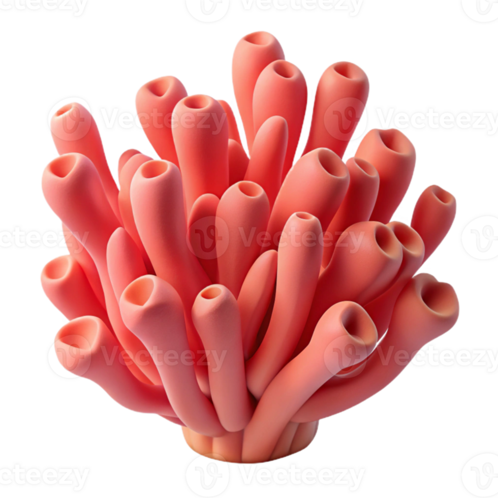 Pink Coral Reef 3D Render of Ocean Polyp png