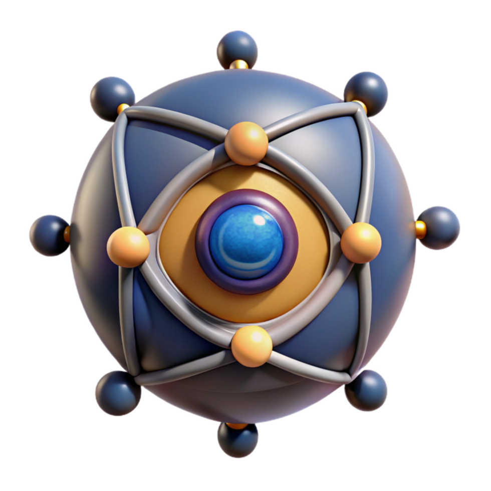 Abstract 3D Sphere Geometric Design with Central Orb png
