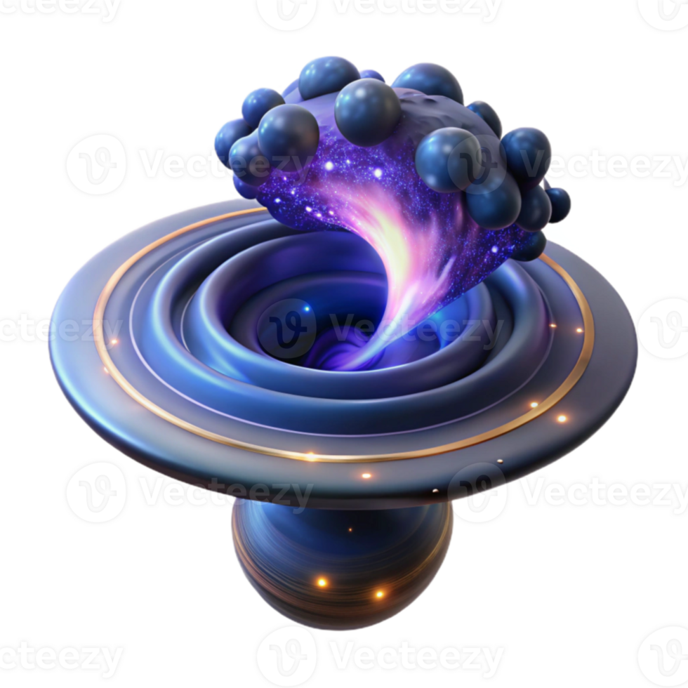 Cosmic Vortex Abstract 3D Render of Nebula and Spheres png