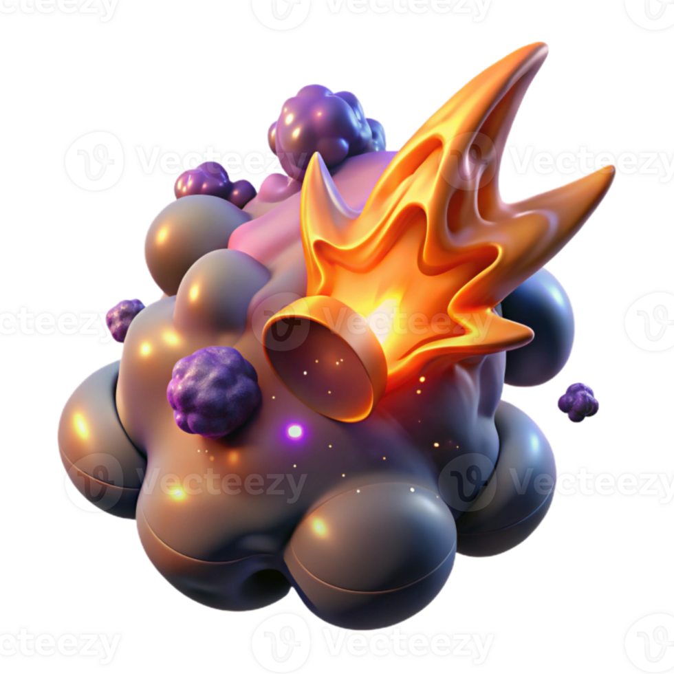 Abstract Fire and Organic Forms 3D Render png