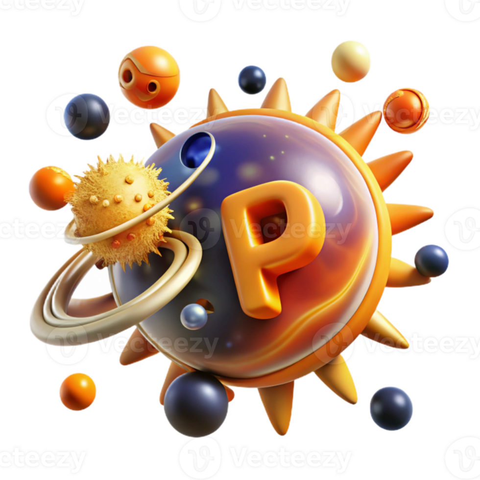 Cosmic Planetary Element P 3D Render png