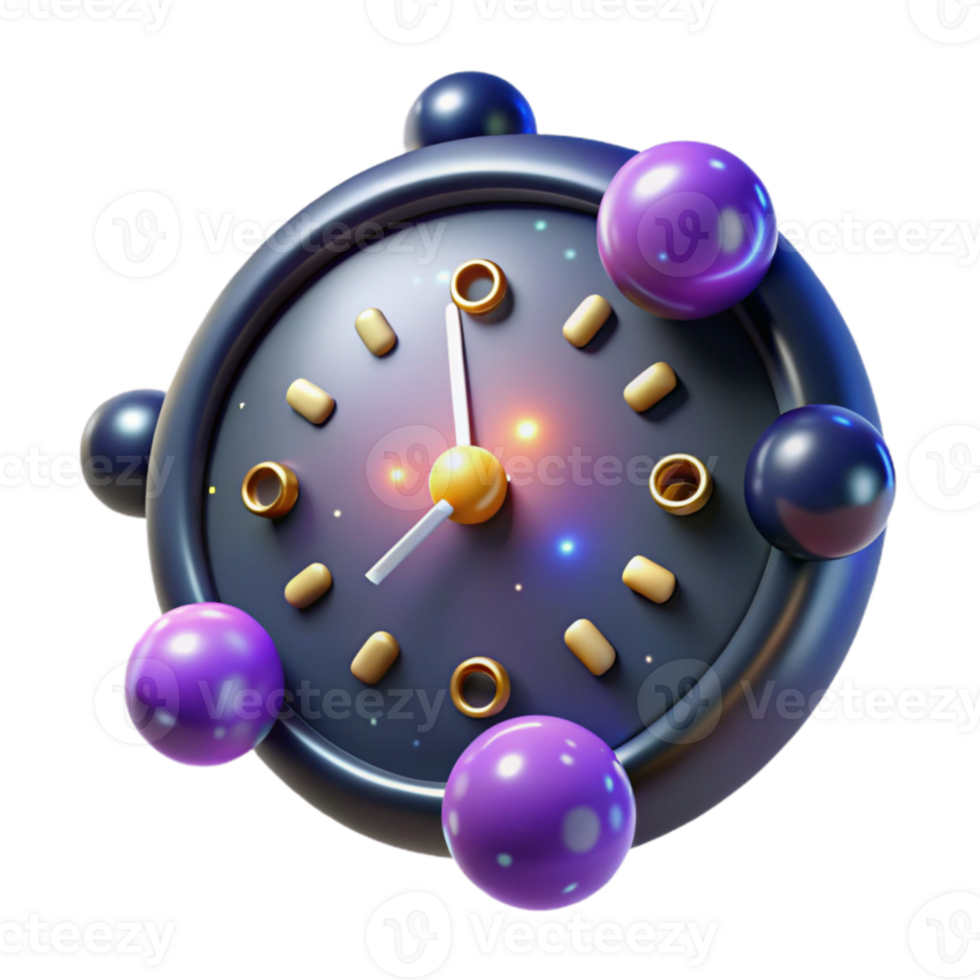 Abstract 3D Clock Time, Design, and Color png