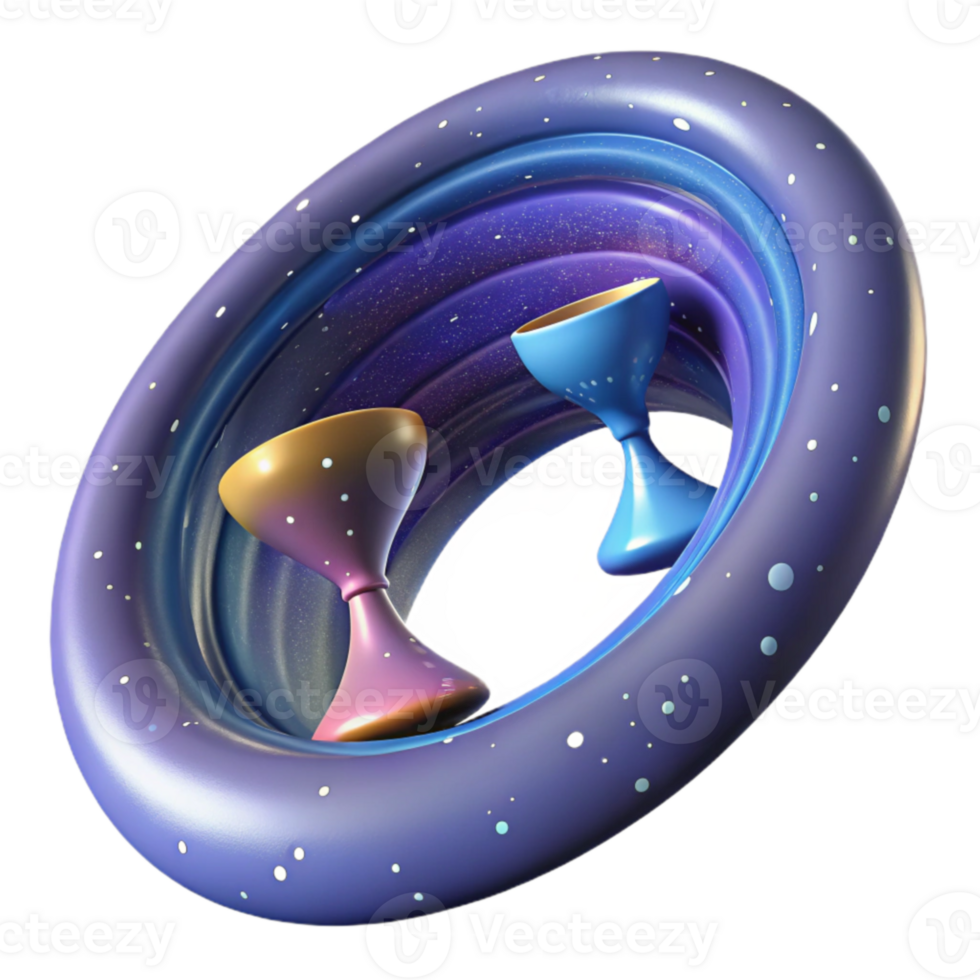 Cosmic Hourglass Abstract 3D Render of Celestial Forms png