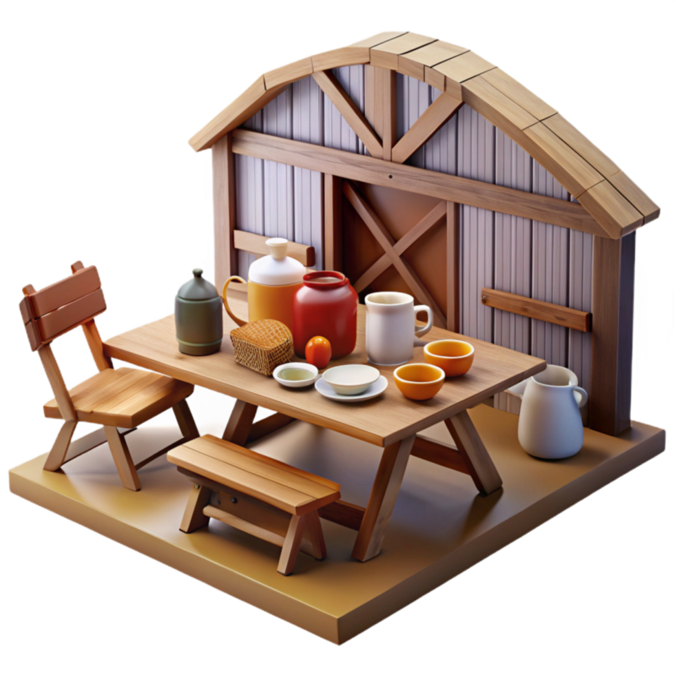 Rustic Table Setting with Wooden Barn Backdrop png