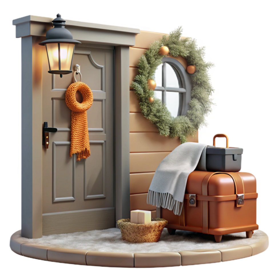 Cozy Winter Entrance Festive Door Decor Luggage png