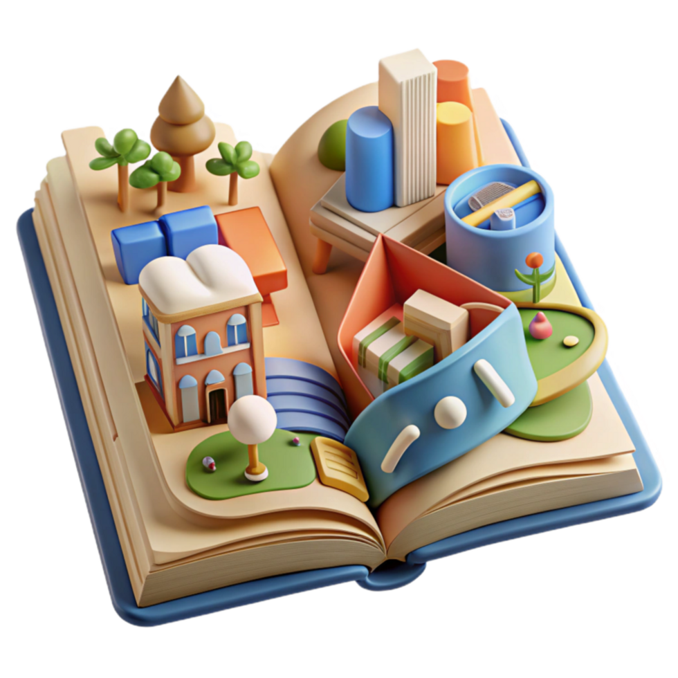 3D Pop-Up Book Cityscape, Miniature World, Book Design png
