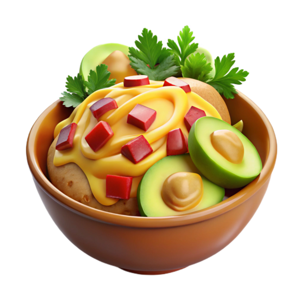 Cheesy Potato Bowl with Avocado Peppers png