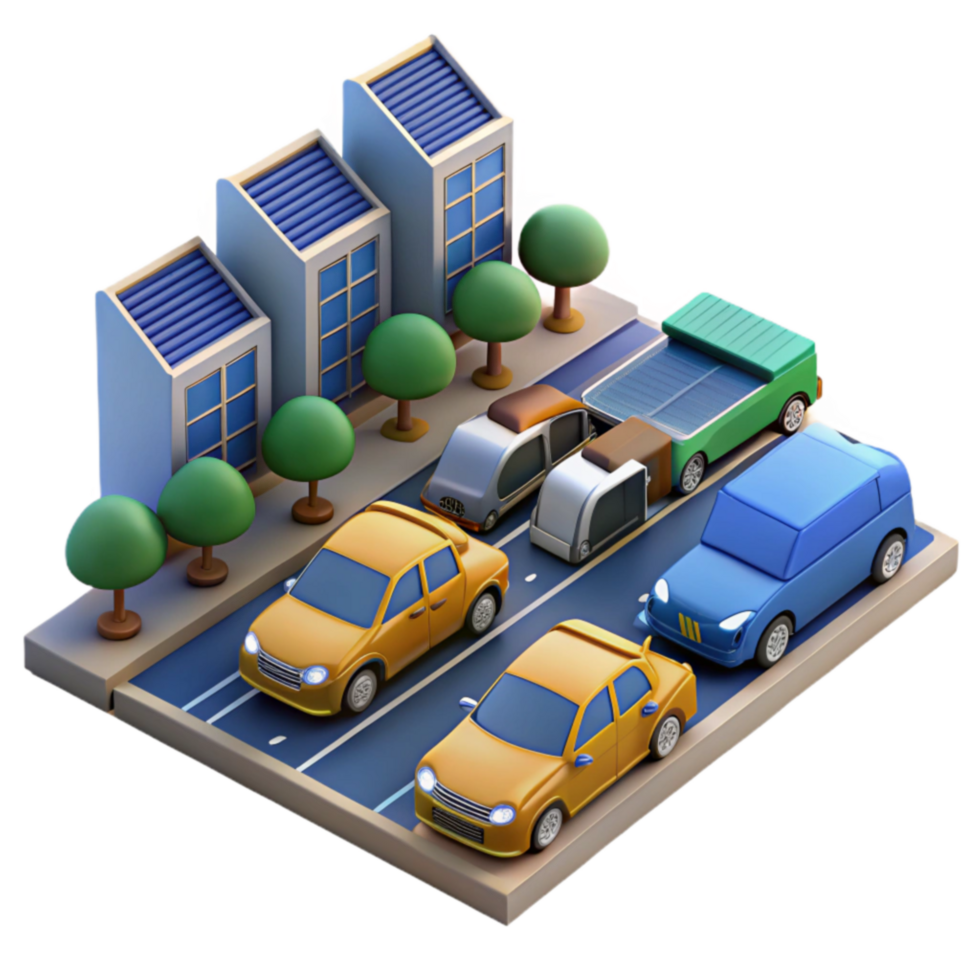 Solar-Powered City Urban Transportation and Sustainable Living png