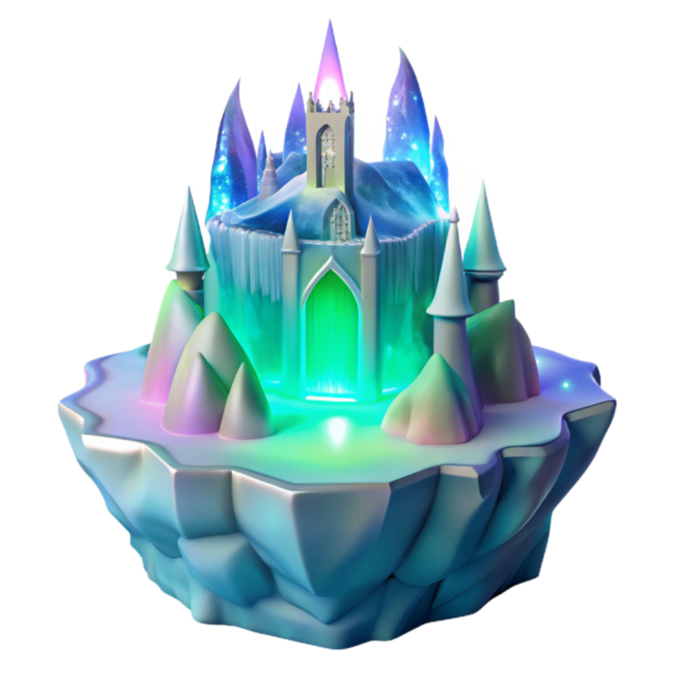 Enchanted Ice Castle on Floating Island png