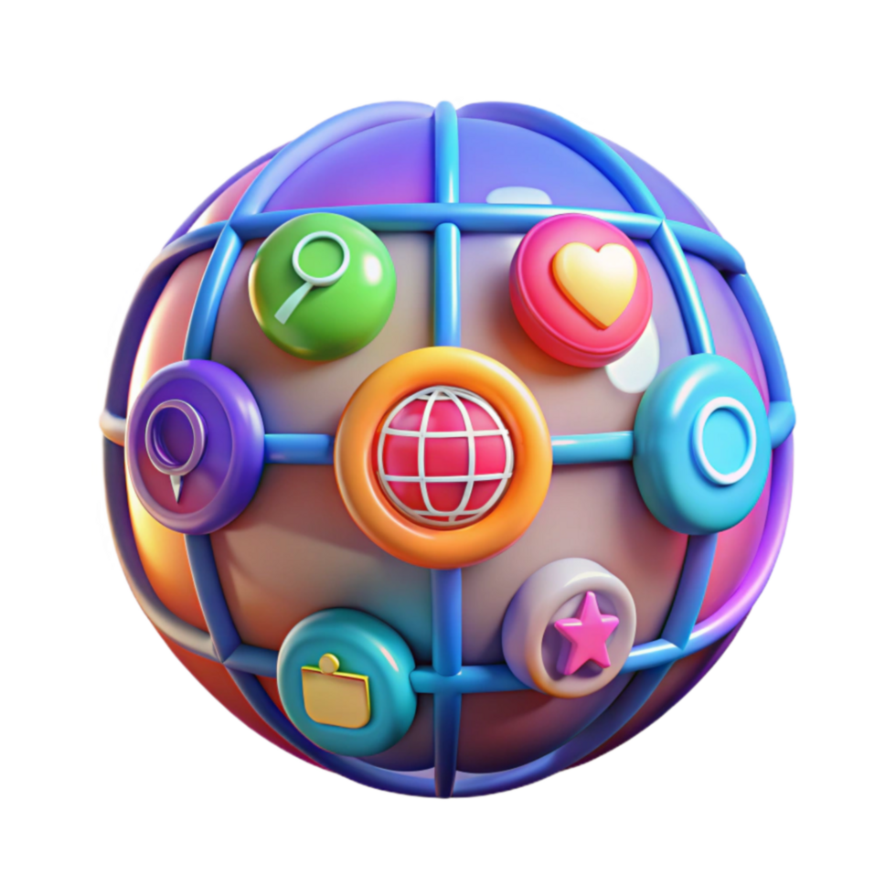 Global Network of Colorful App Icons png