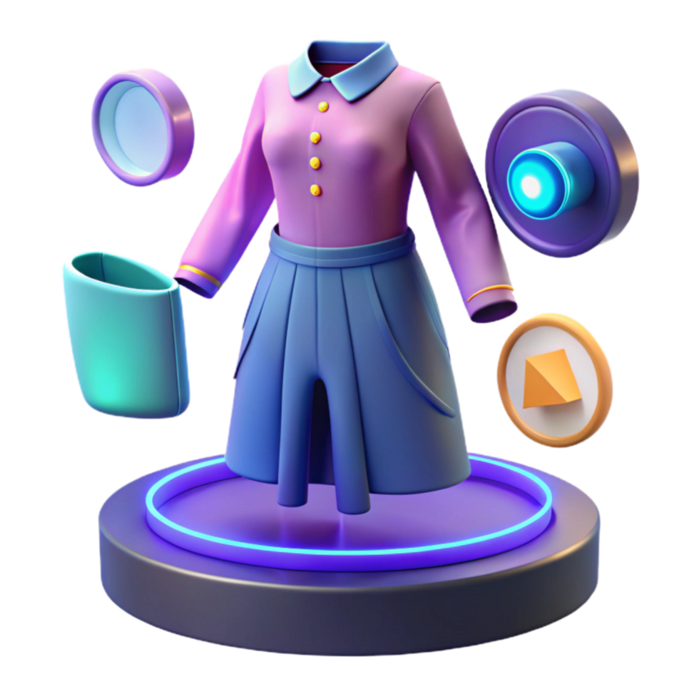 3D Render of Women s Fashion Outfit, Accessories, and Display png