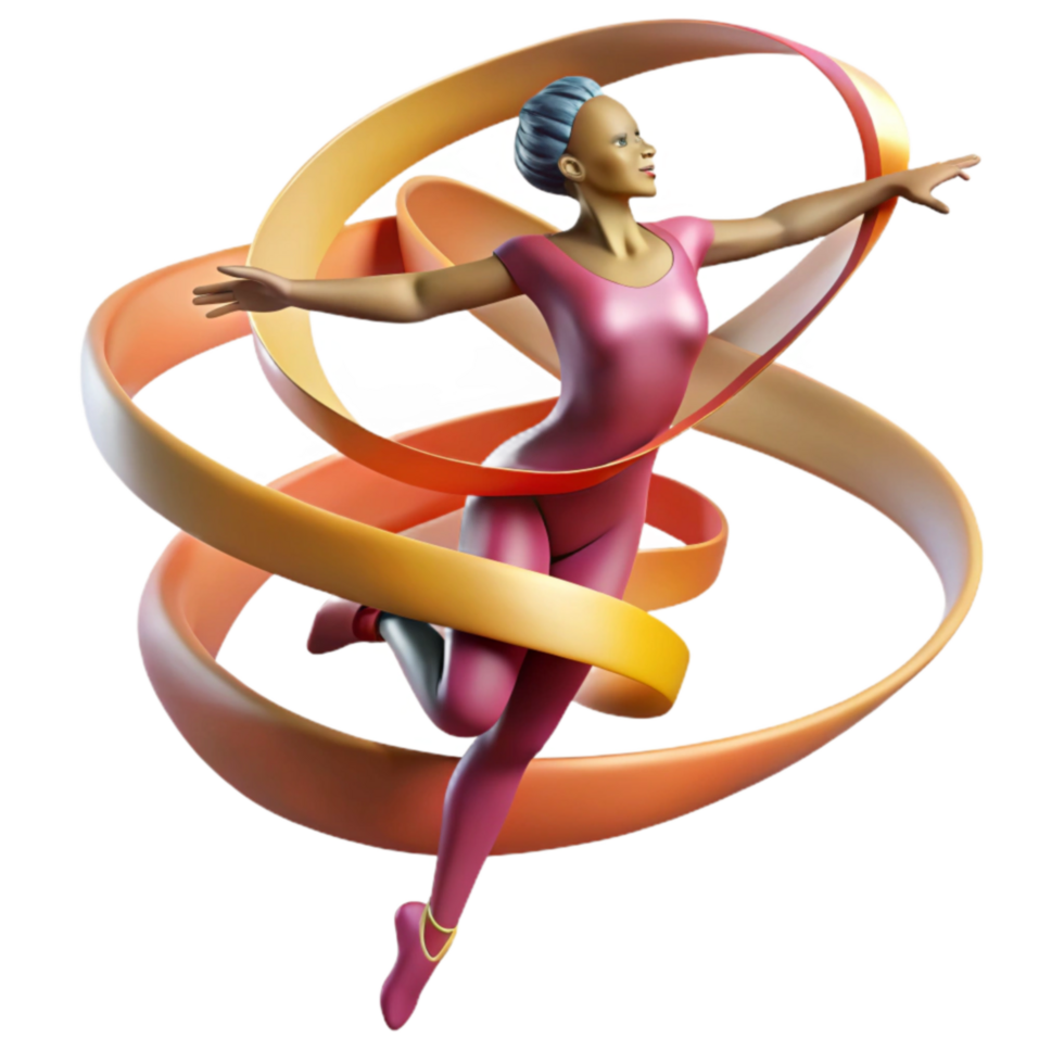 Graceful Rhythmic Gymnastics Dynamic Motion, Colorful Ribbons png