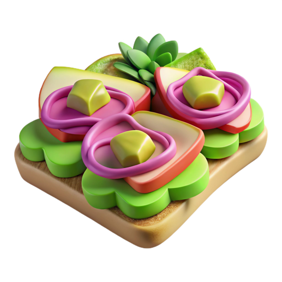 Artistic 3D Render of a Colorful Sandwich png