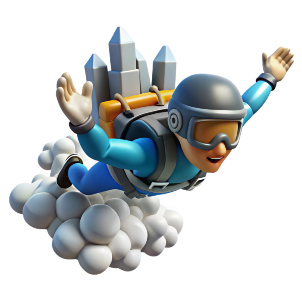 Skydiving Adventure Cityscape Descent png