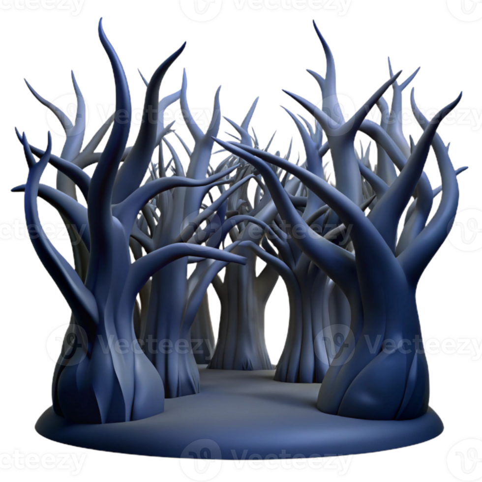Twisted Tree Grove 3D Render of Eerie Forest png